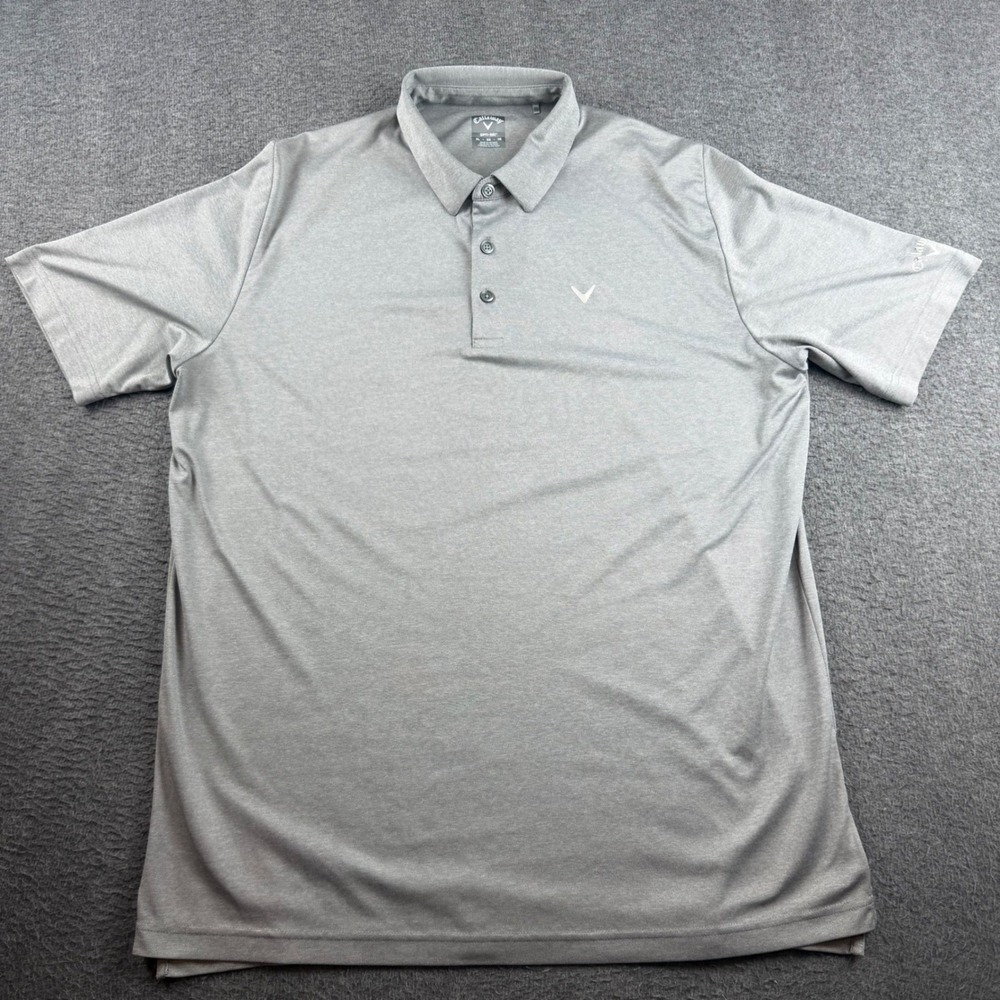 Callaway Polo Shirt Men's XL Gray Opti-Dri Swing Tech Short Sleeve Golf Top‎